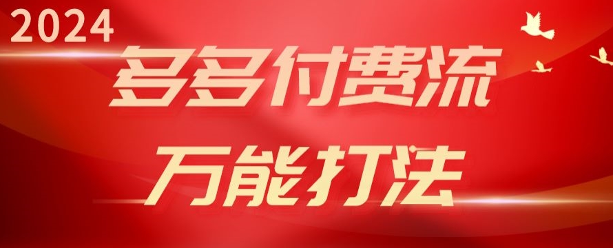 2024多多的付钱流全能玩法、强付钱爆款、总流量逻辑性、高转化、高建成投产【揭密】-网创e学堂