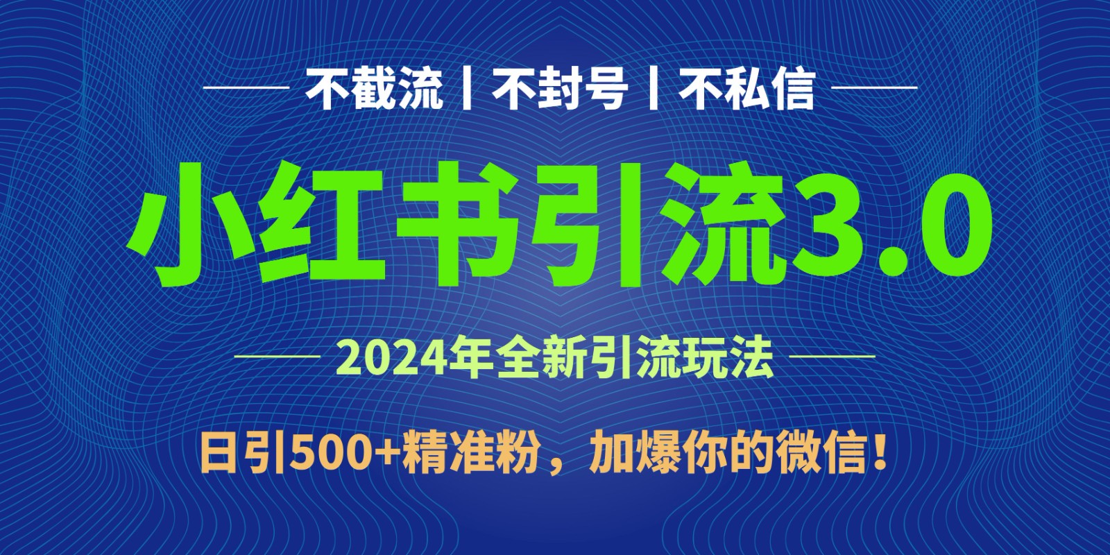 2024年4月最新小红书引流3.0玩法，日引500+精准粉，加爆你的微信！-网创e学堂