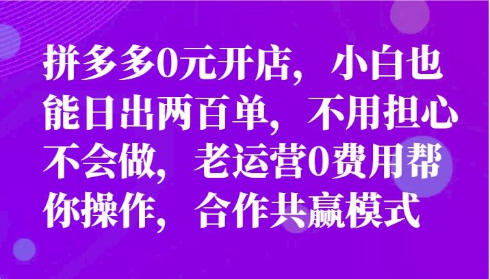 全新拼多多平台优质企业新手褔利，二天销售量过百单，不要钱、老经营代实际操作-中创网_分享中创网创业资讯_最新网络项目资源-网创e学堂