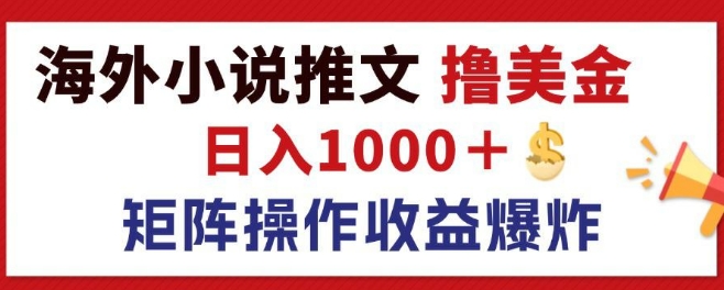 最新海外小说推文撸美金，日入1k+ 蓝海市场，矩阵放大收益爆炸-中创网_分享中创网创业资讯_最新网络项目资源-网创e学堂