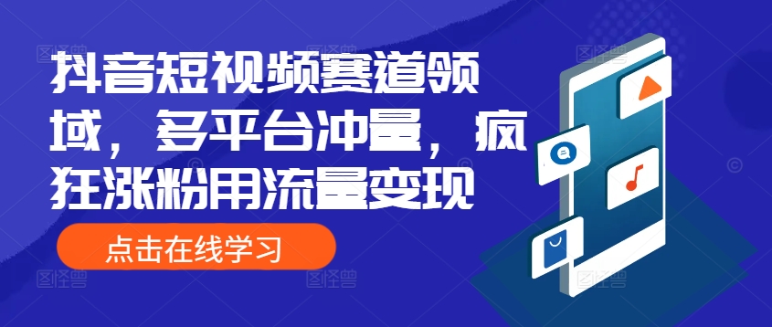 抖音短视频赛道领域，多平台冲量，疯狂涨粉用流量变现-中创网_分享中创网创业资讯_最新网络项目资源-网创e学堂