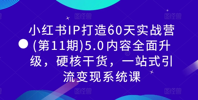 小红书IP打造60天实战营(第11期)5.0​内容全面升级，硬核干货，一站式引流变现系统课-中创网_分享中创网创业资讯_最新网络项目资源-网创e学堂
