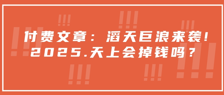 付费文章：滔天巨浪来袭！2025天上会掉钱吗？-中创网_分享中创网创业资讯_最新网络项目资源-网创e学堂