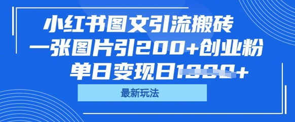 小红书图文引流搬砖，一张图片引200+创业粉，单日变现日数张-中创网_分享中创网创业资讯_最新网络项目资源-网创e学堂