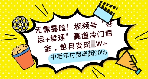 无需露脸，视频号“好运+哲理”赛道冷门掘金，单月变现2W+，中老年付费率超90%-中创网_分享中创网创业资讯_最新网络项目资源-网创e学堂