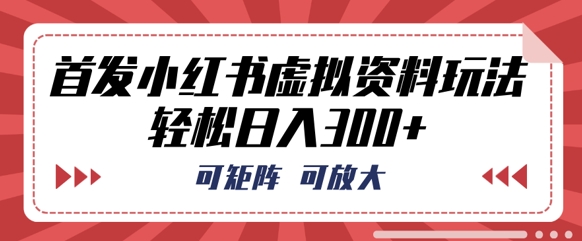 首发小红书虚拟资料玩法，可矩阵，可放大，轻松日入3张-中创网_分享中创网创业资讯_最新网络项目资源-网创e学堂
