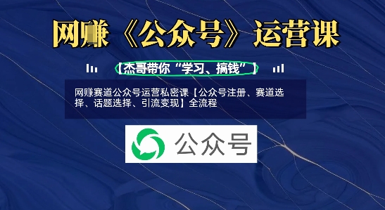 网创赛道公众号运营私密课【公众号注册、赛道选择、话题选择、引流变现】全流程-中创网_分享中创网创业资讯_最新网络项目资源-网创e学堂