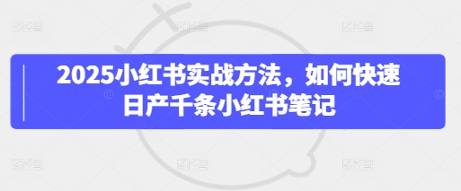 2025小红书实战方法，如何快速日产千条小红书笔记-中创网_分享中创网创业资讯_最新网络项目资源-网创e学堂