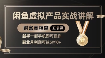 精品！闲鱼虚拟产品实战讲解，新手一部手机即可操作，副业月利润可达5k+-中创网_分享中创网创业资讯_最新网络项目资源-网创e学堂