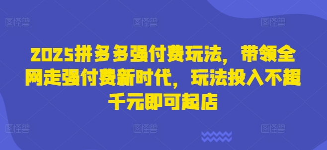 2025拼多多强付费玩法，带领全网走强付费新时代，玩法投入不超千元即可起店-中创网_分享中创网创业资讯_最新网络项目资源-网创e学堂