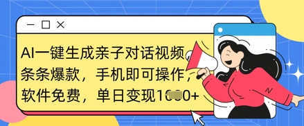 AI一键生成亲子对话视频，条条爆款，一部手机即可操作，单日变现数张-中创网_分享中创网创业资讯_最新网络项目资源-网创e学堂