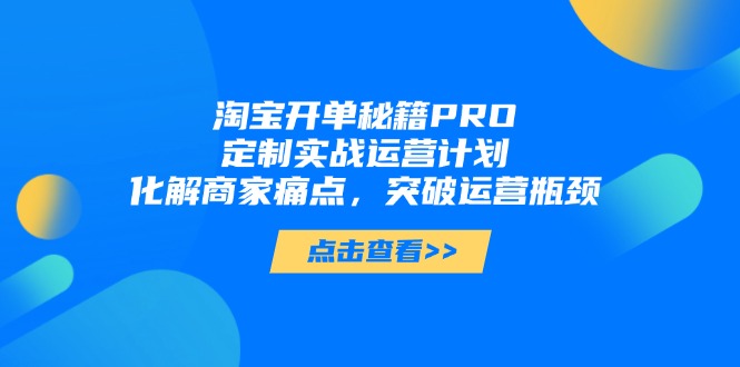 （14642期）淘宝开单秘籍PRO，定制实战运营计划，化解商家痛点，突破运营瓶颈-中创网_分享中创网创业资讯_最新网络项目资源-网创e学堂
